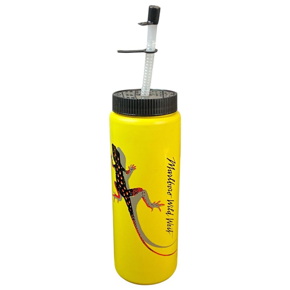 NEW Vintage Marlboro Wild West Gecko 9" Plastic Water Bottle Straw Southwest 90s